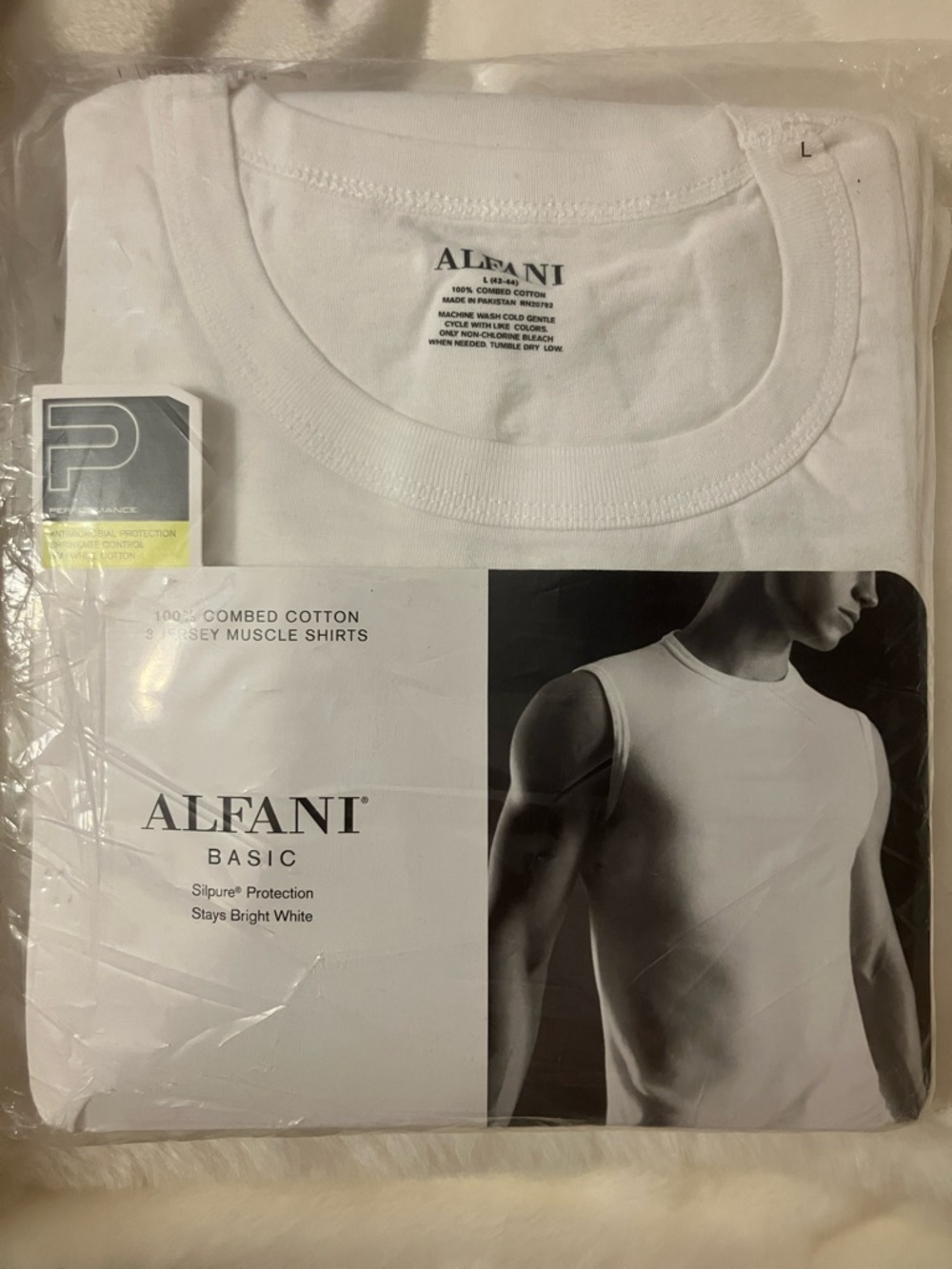 Alfani White Men's 3 pack Sleeveless Muscle Shirt Size Large